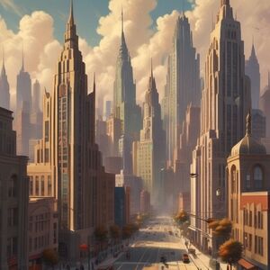 Majestic Cityscape Art Print in Warm Tones